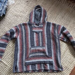 Striped Hooded Zip-Up Sweater - Navy, Gray & Rust